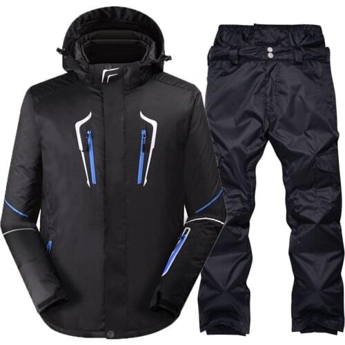 Snowboarding sets Men jackets + pants Very Warm Windproof Waterproof pure color Snow Skiing suit outdoor Winter Clothes