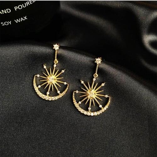 KPOP Creative Sun Moon Planet Lucky Earrings Female 2021 Fashion New Luxury Wedding Banquet Valentines Day All-Match Gift