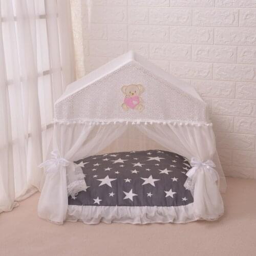 Lace pet room soft thick cushion kennel comfortable beautiful dog tent