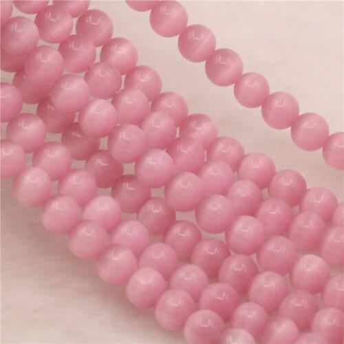 Hot Lovely Pink Opal Cats Eye Stone Stone Natural Crystal 4/6/8/10/12mm Round Loose Beads DIY Jewelry Making 15inch Y514