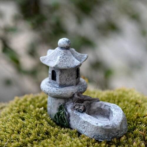 1pcs Pond Figurines Decoration Tower Relaxation Zen Garden Tea Pet Home Miniature Resin Craft