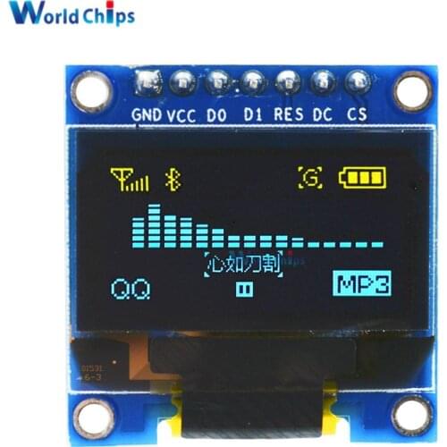0.96" 0.96 Inch SPI Serial 128X64 Blue Yellow OLED LCD LED Display Module IIC I2C DC 3V-5V SPI Serial Module For Arduino