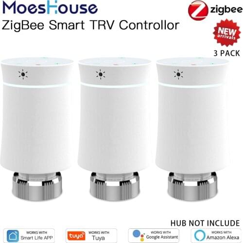MoesHouse TRV ZigBee 3.0 Tuya New Radiator Actuator Valve Smart Programmable Thermostat Temperature Heater Alexa Voice Control