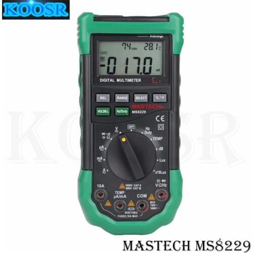 Mastech MS8229 5 in1 Auto range Digital Multimeter Multifunction Lux Sound Level Temperature Humidity Tester Meter