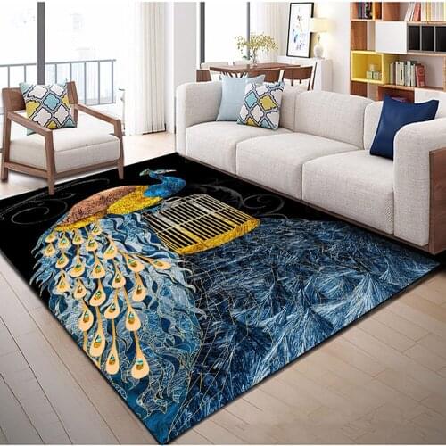 Cartoon Peacock Pattern Carpets For Living Room Bedroom Area Rug Child Birthday Gift Printed Room Play Kids Mats 3D Carpet Large