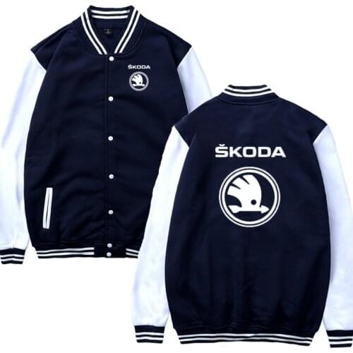 2021 Mens Baseball Jacket Skoda Car Logo Print Casual Harajuku Sweatshirts Mens Baseball uniform Slim Fit Unisex Clothing