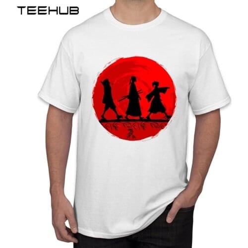TEEHUB Fashion Design Samurai Sunset Print Men T-Shirt Short Sleeve Funny T Shirt Casual Men Cool Tee