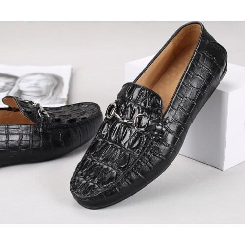 Tail Peas Shoes Crocodile Leather Shoes Mens Genuine Leather Handmade Mens Casual Shoes Customization