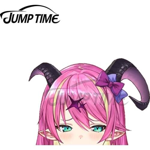 Jump Time 13 x 11cm For Hololive Mano Aloe Peeker Window Car Stickers Anime Graphics Decal Waterproof Occlusion Scratch Decor