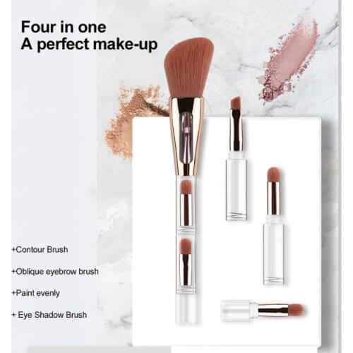 New Portable Single 4-in-1 Foundation Brush Makeup Brush Blush Loose Powder Brush Eye Shadow Brush Multifunction Akeup Tools