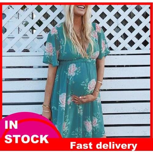 Flower Printing Maternity Dresses Short Sleeve Womens Dress Short Sleeve Pregnant Maternity Dress Vestidos De Mujer Casual