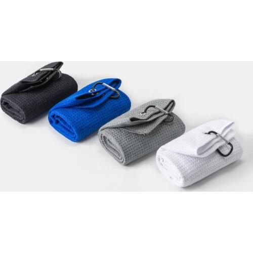 40x50cm Golf Towel Folded Cleaning Towel Waffle Hook Towel With Hook 4 Colors Microfiber Fabric For Golf Sports
