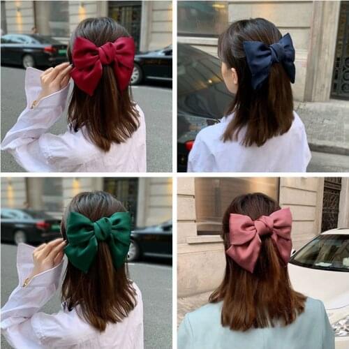 Popular retro satin bow hairpin with sweet girl hairpin on the back of the idols head