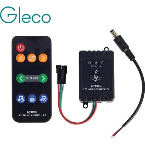 DC5-12V LED Music Controller 9Keys remote control for WS2811 WS2812B SK6812 6803 Digital Magic LED Pixels Strip Light SP106E