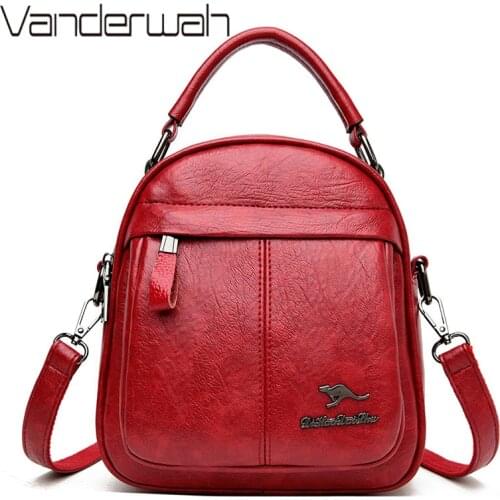 3 in 1 Backpack kangaroo Brand Fashion Multifunction Women Backpack Soft Leather School Bag For Teenage Girls Mochilas Feminina