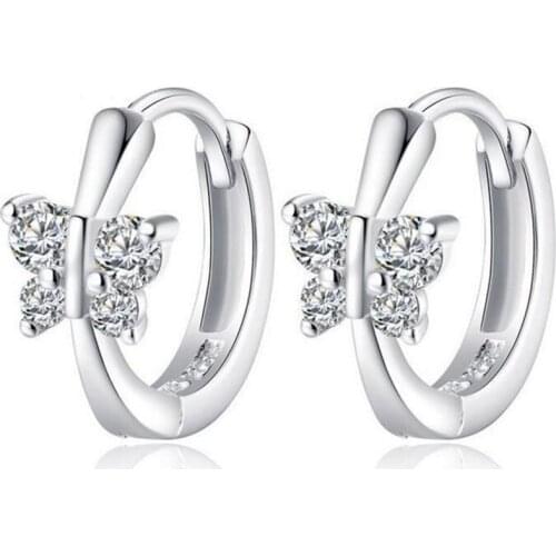 1 Pair Womens Cute Butterfly Shape Inlaid AAA Zircon Hoop Ear Clip Earrings Fashion Jewelry E0201