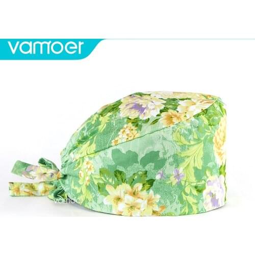 Women Scrub Hats Surgical Caps Cotton Dentist Pet vet Dental Dentist Work Skullhat Veterinary Tieback Elastic Adjustable Hat