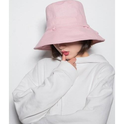 Fisherman Hat Female Spring Summer Cotton Linen Sunscreen Bucket Cap Lady Korean Solid Color Outdoor Sunshade Fisher Caps H7358
