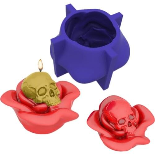 Rose Flower Skull Silicone Mold Keychain Resin Epoxy Craft Polymer Clay Craft DIY Ornament Jewelry Candles Making Tool