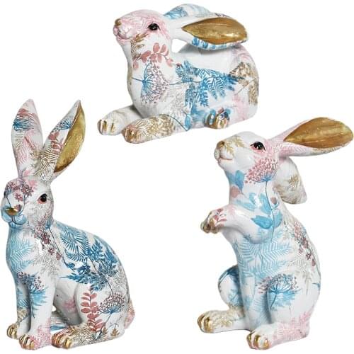 Rabbit Ornament Statue Figurine for Home Living Room Rabbit Lovers Gifts for Women Kids Girls Boys