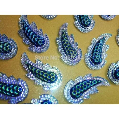 Blue AB colour resin crystal Sew on rhinestones Leaf shape 36*18mm flatback 2 holes gem stones for dress 30pcs/lot