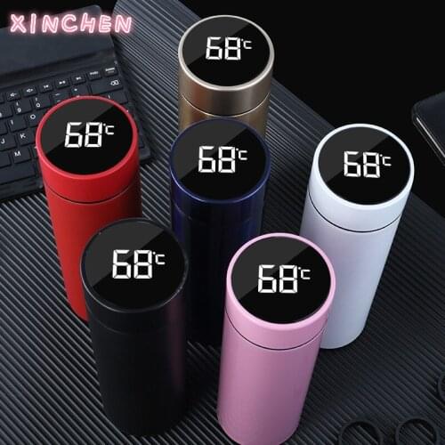XINCHEN 500ML Temperature Display Thermos bottle Vacuum Flasks Double wall Stainless Steel Travel Coffee Mug Tea Mug Thermo cup