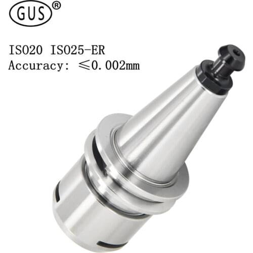 GUS 1pcs Precision 0.002 High Speed Tool Holder ISO25 ISO20 ER20 ER16 Collet Balance G2.0 / 40,000rpm iso20 lathe chuck tools