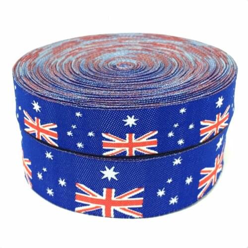ZERZEEMOOY NEW wholesale 5/8"+7/8"(16mm+22mm 20y/lots) Polyester Australian flag Woven Jacquard Ribbon For Dog Collar