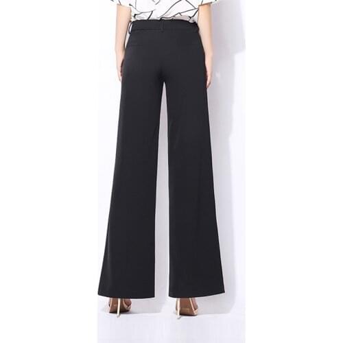 Formal Style Trousers for Women Plus Size 3XL Office Business Black White Long Wide Leg Pants Trousers Female Spring Summer 2017