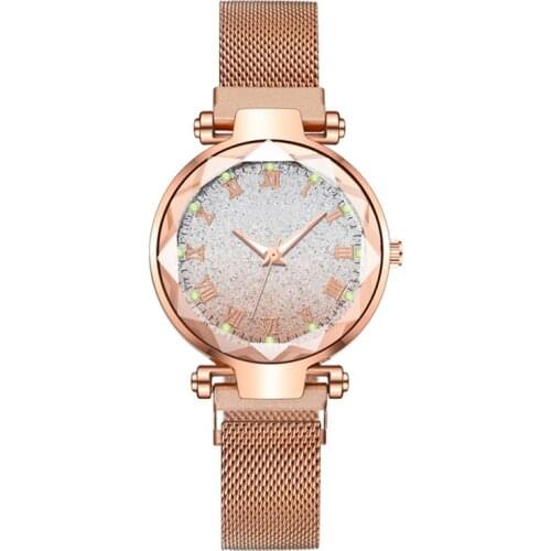 Reloj Mujer Fashion Casual Luxury Starry Sky Women Watches Gradation Noctilucent Gold Magnetic Mesh Belt Watch Ladies Wristwatch