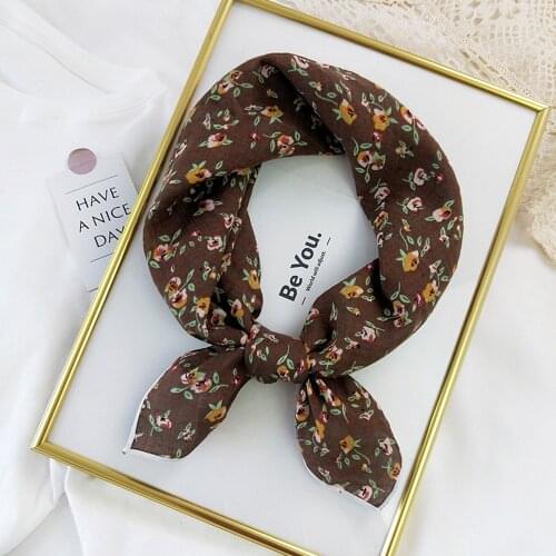 MoriBty Women Square Cotton Scarf Bandanas Little Floral Hair Ribbon Headwear New Foulard Femme Neckerchief Bufandas Mujer 55x55