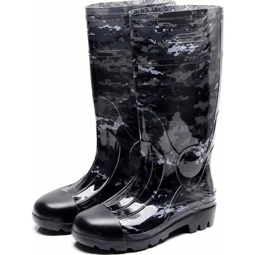 Winter PVC Fashion Men Rain Boots Camouflage Non-slip Water Shoes Waterproof Wear-resistant Rubber Shoes Casual High Rainboots