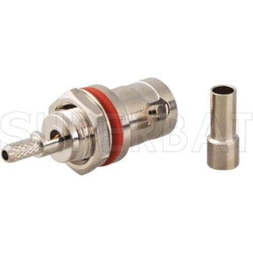 Superbat 10pcs BNC Connector Crimp Jack Female Front Mount bulkhead O-ring for Cable LMR100,RG174,RG316
