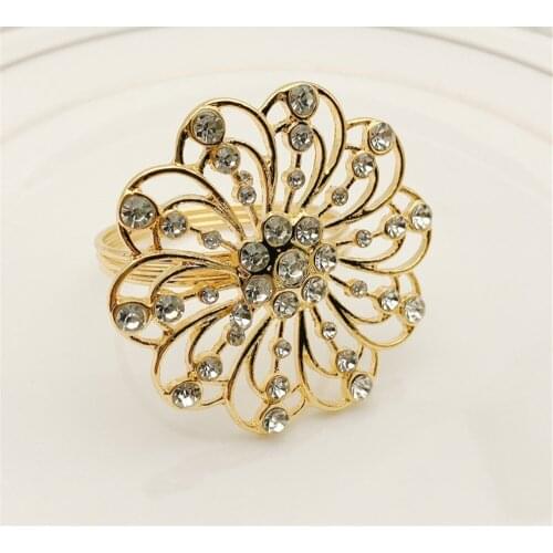 12pcs/Metal Alloy Chinese Flower Napkin Ring Western Table Decoration Decoration
