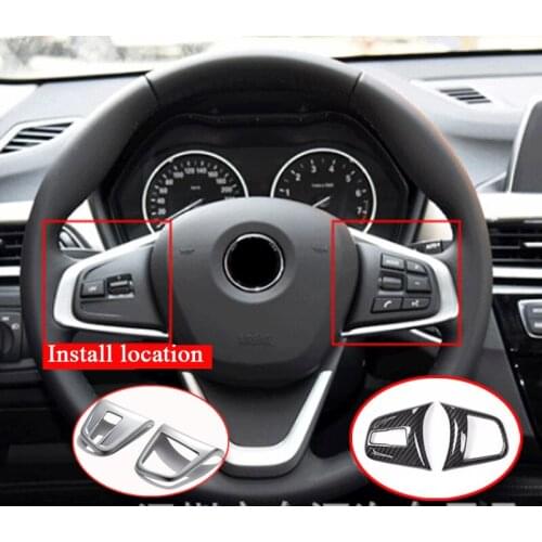 2pcs Steering Wheel Button Knob Trim Cover Frame Sticker For BMW X1 F48 2 Series Tourer Version 1 Series Car Styling