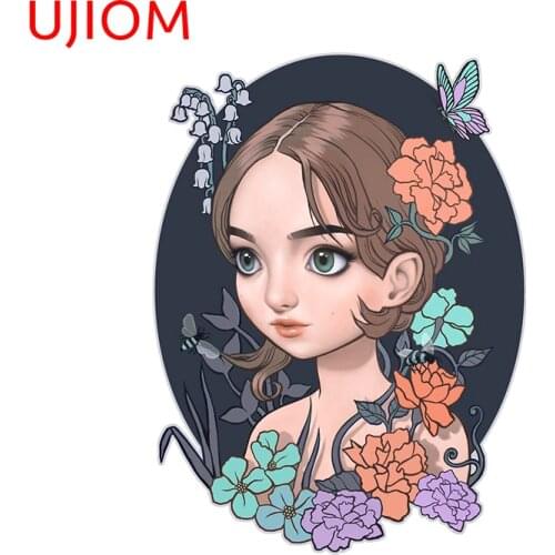 UJIOM 3D Flower Girl Wallstickers Room Decor Sticker Kids Bedroom Home Art Wall Poster Decoration Wallpaper Waterproof Decals