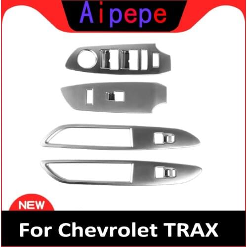 For Chevrolet TRAX 2014 2015 2016 car ABS chrome armrest Handrail inner door Window glass switch panel cover trim frame 4pcs