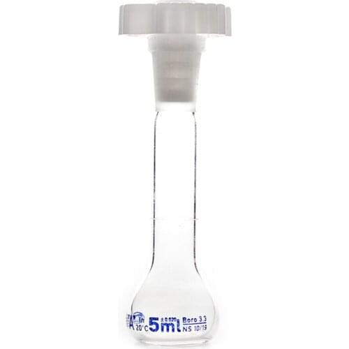 5ml Transparent Lab Borosilicate Glass Volumetric Flask with plastic Stopper Office Lab Chemistry Clear Glassware Supply