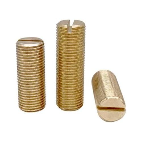 5pcs M8 Slotted headless brass set screws one word communication regulation grups screw fine teeth grup bolt 8mm-50mm long