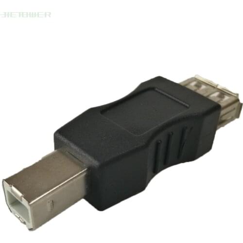 500pcs/lot USB 2.0 A Female to B Male Adapter Connector AF to BM Converter Portable Black Adapter for PC Computer Phone Printer