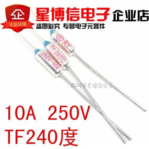 Free shipping 100pcs RY-240 Temperature Fuse RY Heat Protector 240 Degrees 10A 250V TF 240C Switch