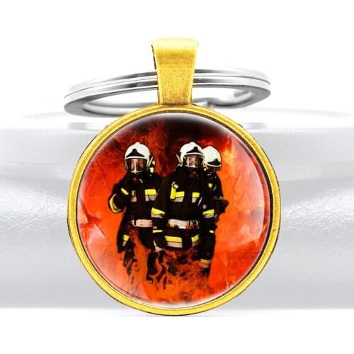 Great Firefighter Emergency Rescue Pendant Key Rings Classic Men Women Jewelry Gifts Keychains
