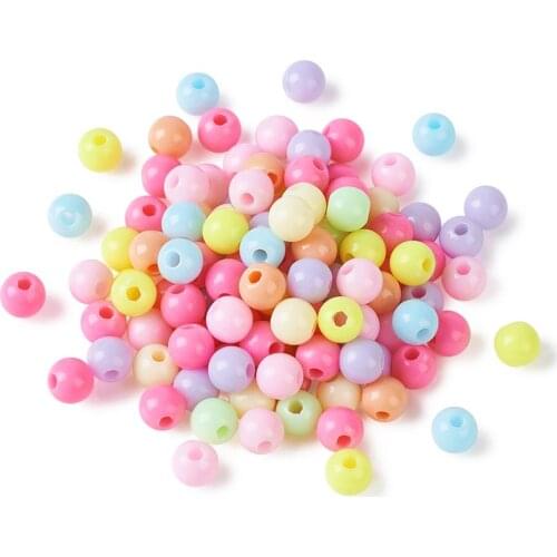 500pcs 6mm Acrylic Spacer Beads for headwear Necklace Bracelet DIY Jewelry Making Findings Accessories Round Mixed Color
