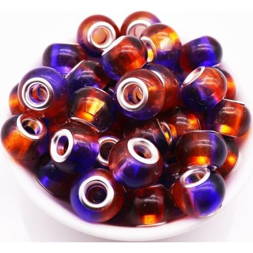 10Pcs Big Round Core Large Hole Crystal Murano Spacer Glass Beads Charm Fit Pandora Bracelet For Jewelry Making DIY Necklace
