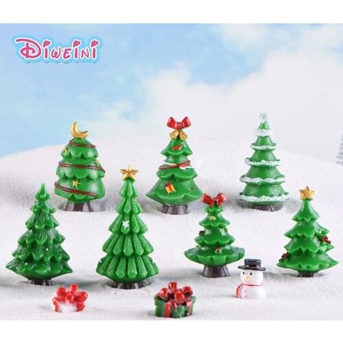 New Christmas Green Tree action Figures Dollhouse Miniature Figurine home Garden Dollhouse Decoration DIY Accessory toy gift