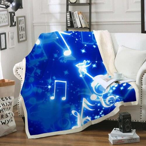 Musical Note Symbol Blanket Red Sherpa Flannel Fleece Reversible Blanket Music Fluffy Blanket for Bed Soft Teens Drop Ship
