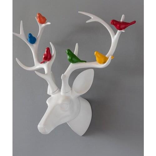 [HHT] Nordic Colorful Bird Deer Head Wall Decoration Living Room Entrance Porch Cafe Restaurant Shop Wall Hanging Decor