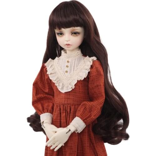 MUZIWIG 1/4 1/6 BJD Doll Hair Wig Long Bangs Curly Hair DIY Dolls Accessories Big Roll High Temperature Wavy Wig For BJD/SD Doll
