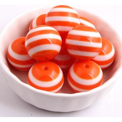 Kwoi vita Chunky Round 20MM Orange Color 100pcs Resin Strips Beads Jewelry