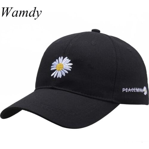 Summer Daisy Baseball Cap Embroidery Fashion Solid Men Women Baseball Cap Adhesion Hat HipHop Adjustable Cool Sun Hat Present